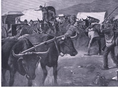 Een haastige inspan, illustratie uit Na Pretoria: De Guerrillaoorlog, 1902 door H. Dixon
