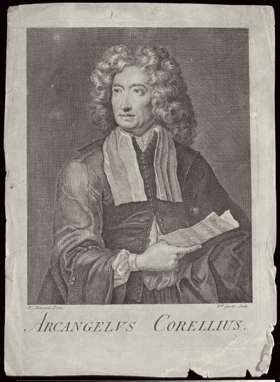 Arcangelo Corelli (1653-1713) gegraveerd door Van der Gucht door H. Howard