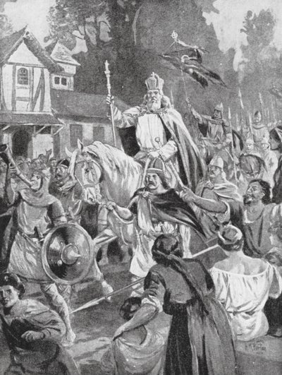 Karel de Grote keert terug naar Brussel, zijn landgoed door H. M. (after) Burton
