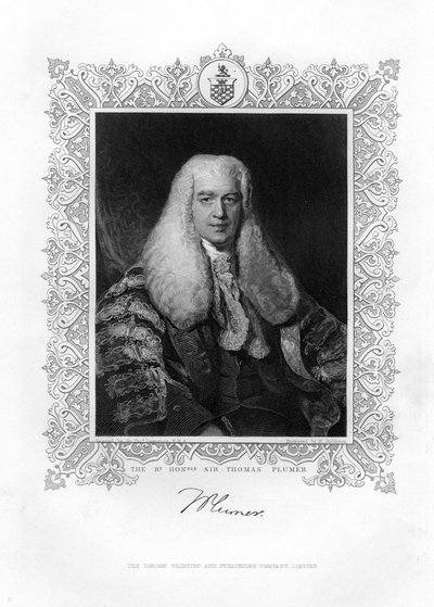 Sir Thomas Plumer 1753-1824, Britse rechter en politicus, 19e eeuw door H. Robinson
