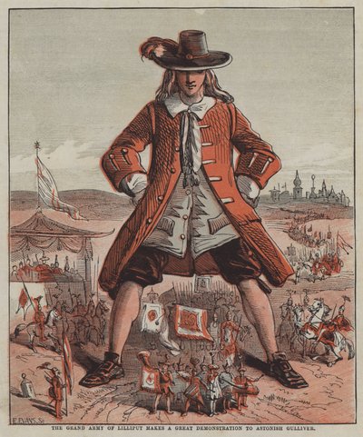 Het grote leger van Lilliput maakt een grote demonstratie om Gulliver te verbazen door after Hablot Knight Browne