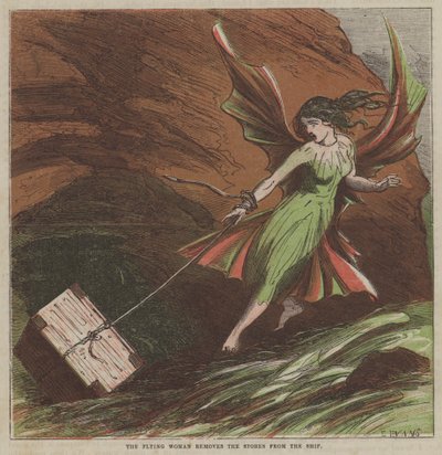 De vliegende vrouw verwijdert de voorraden van het schip door after Hablot Knight Browne