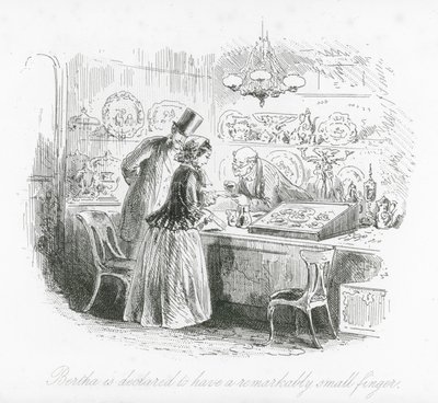 Londense straten: Bertha wordt verklaard een opmerkelijk kleine vinger te hebben door Hablot Knight (1815 92) Browne