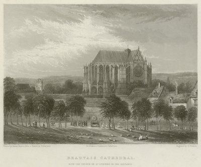 Kathedraal van Beauvais, met de kerk van St. Etienne in de verte door Hablot Knight Browne