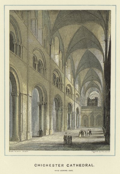Kathedraal van Chichester, schip kijkend naar het oosten door Hablot Knight Browne