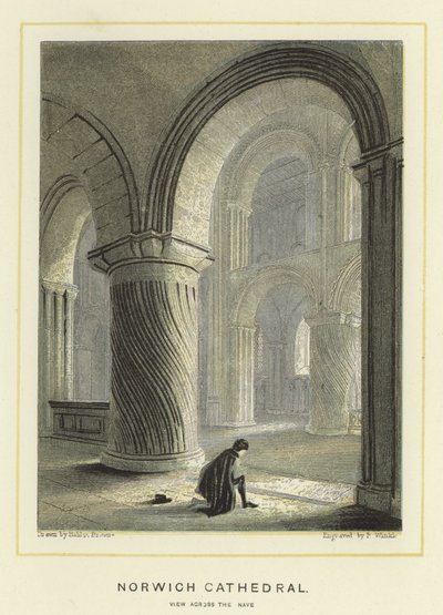 Kathedraal van Norwich, uitzicht over het schip door Hablot Knight Browne