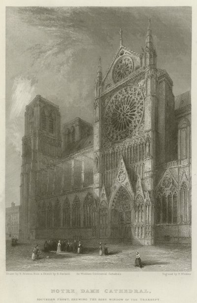 Notre Dame Kathedraal, Zuidelijke gevel, met het roosvenster van het transept door Hablot Knight Browne