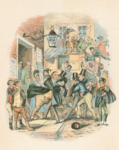 Scène uit Nicholas Nickelby door Charles Dickens, 1838-1839 door Hablot Knight Browne