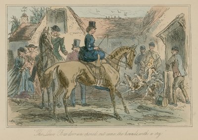 De losse schuurdeur werd geopend, de honden kwamen met een kreet naar buiten door Hablot Knight Browne