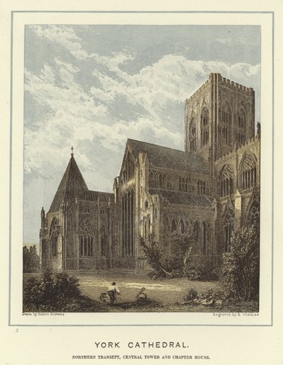Kathedraal van York, noordelijk transept, centrale toren en kapittelhuis door Hablot Knight Browne