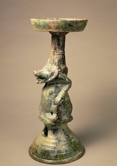 Vroege Chinese aardewerklamp, grafartefact, Han-dynastie, 25-220 AD (keramiek) door Han Dynasty Chinese School