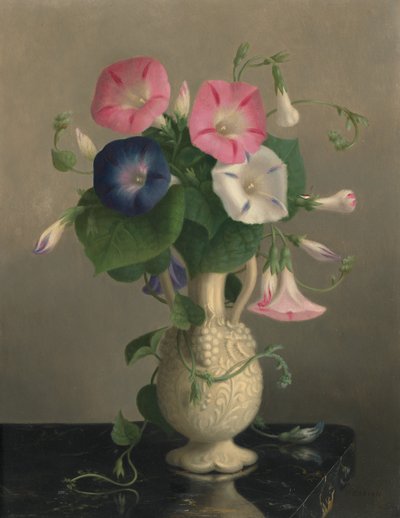 Vaas met Morning Glories, n.d. (olieverf op hout) door Hannah Brown Skeele