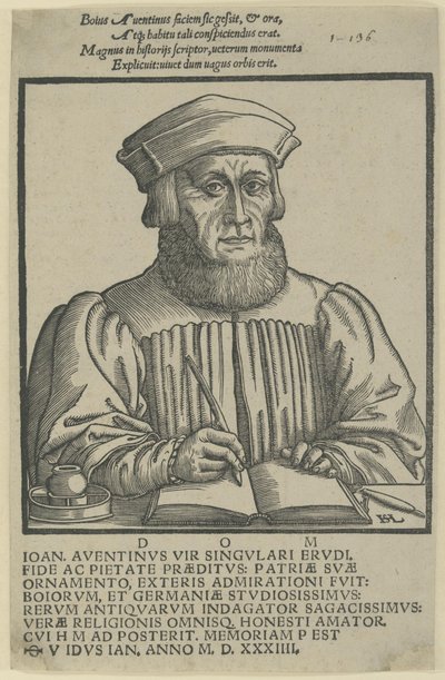 Ioannes Aventinus - dedicatio Annalium Boiorum door Hanns Lautensack