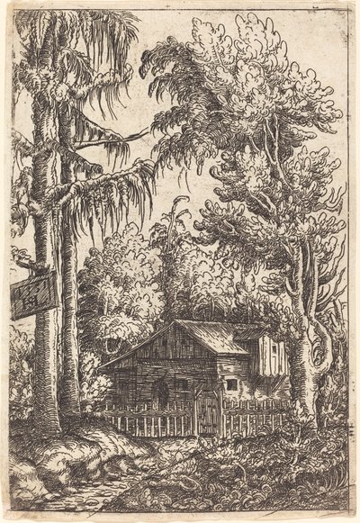 Landschap met uitzicht op een boerderijhuisje door Hanns Lautensack
