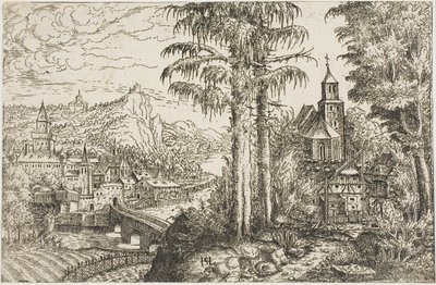 Landschap met een Kerk door Hanns Lautensack