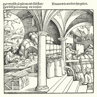 De Voorzichtige Koopman door Hans (after) Burgkmair