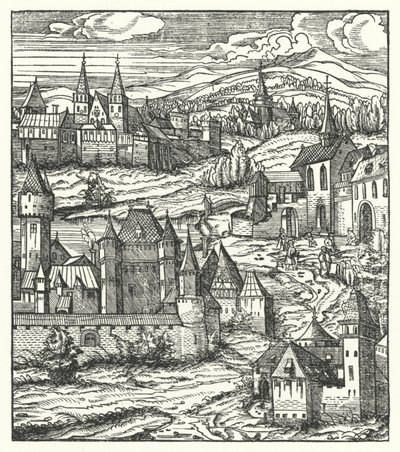 Wiener Neustadt, Oostenrijk, geboorteplaats van Maximiliaan I, Heilige Roomse Keizer door Hans (after) Burgkmair