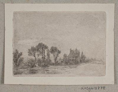 Landschap met bomen bij water door Hans Anton Thiele