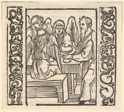 Engelen Bediend aan een Tafel, illustratie uit Speculum Passionis door Hans Baldung