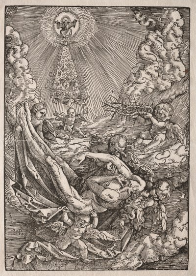 Christus naar de Hemel Gedragen door Engelen door Hans Baldung