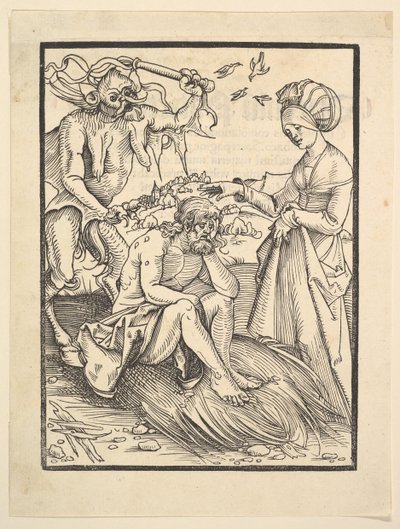 Job verleid door een demon door Hans Baldung