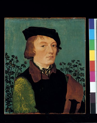 Portret van een man voor een rozenhaag door Hans Baldung Grien
