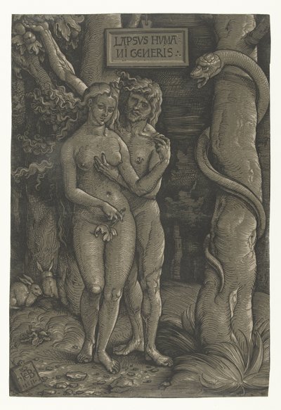 Verzoeking van Adam en Eva in het paradijs door Hans Baldung Grien