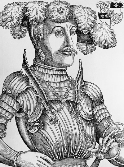 Portret van Filips I, Landgraaf van Hessen, bekend als de Grootmoedige, gravure door Hans Brosamer door Hans Brosamer