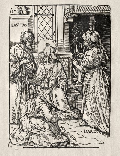 Christus in het huis van Lazarus door Hans Burgkmair