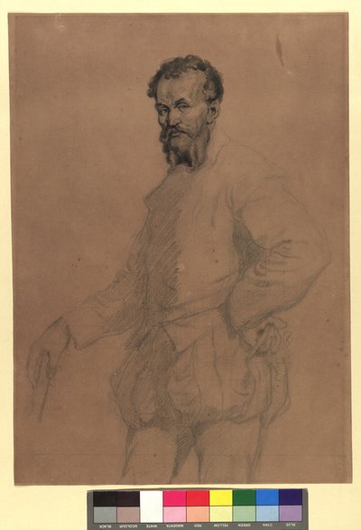 Studie voor een mannelijk portret in historisch kostuum door Hans Canon