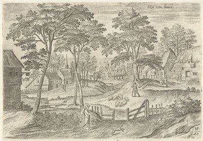 Gezicht op Stal van boven (Gezichten uit de omgeving van Brussel) door Hans Collaert (I)