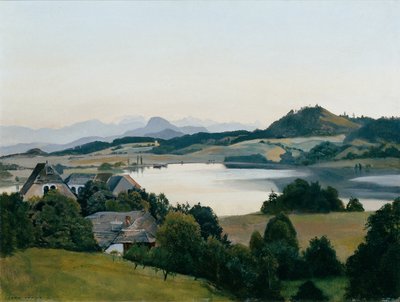 Karinthisch landschap (Kraiger-meer met Ulrichsberg) door Hans Frank