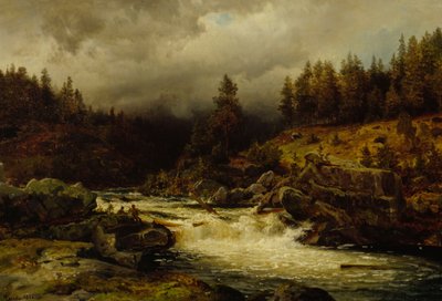 Stroomversnellingen in Noorwegen door Hans Gude