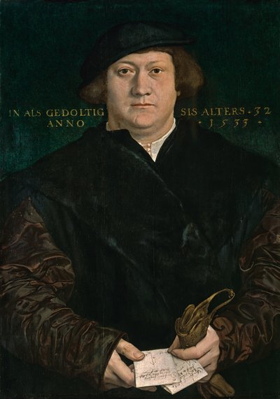 Portret van de Braunschweiger koopman Cyriakus Kale door Hans Holbein