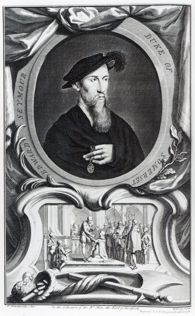 Edward Seymour, 1e Hertog van Somerset, gegraveerd door Jacobus Houbraken, 1738 door Hans Holbein der Jüngere
