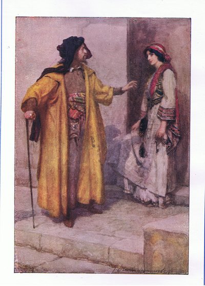 Hoor je mij, Jessica: sluit mijn deuren (De Koopman van Venetië), uit De Volledige Werken van Shakespeare gepubliceerd door George Harrap & Co Ltd, 1920s door Hans Holbein der Jüngere