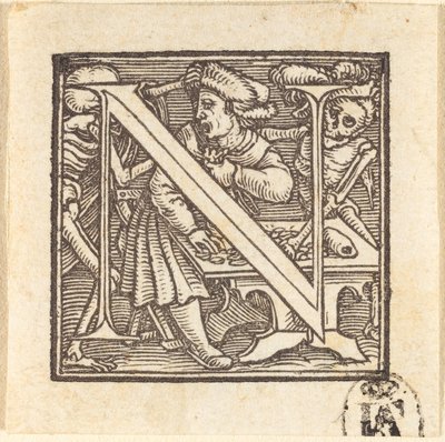 Letter N door Hans Holbein der Jüngere