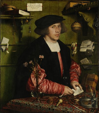 Portret van de Koopman George Gisze door Hans Holbein der Jüngere