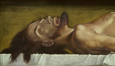 Het lichaam van de dode Christus (detail) door Hans Holbein der Jüngere