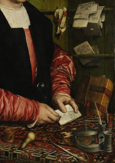 De koopman Georg Gisze (detail), 1532 door Hans Holbein der Jüngere