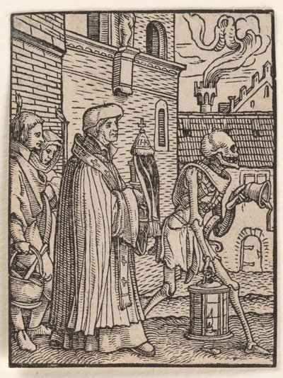 De priester, uit „De dans des doods“ door Hans Holbein the Younger