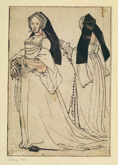 Twee gezichten van een vrouw met een Engelse kap, ca. 1528-30 door Hans Holbein der Jüngere