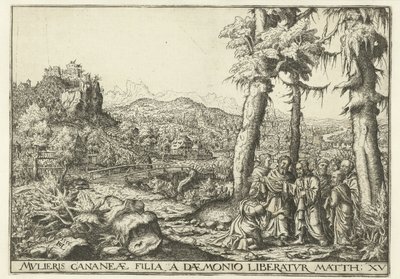 Landschap met Christus en de vrouw uit Kanaän door Hans Lautensack