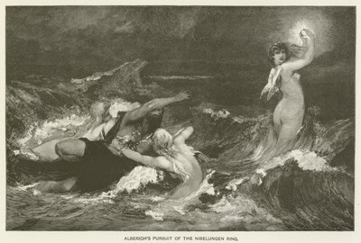 Alberichs achtervolging van de Nibelungen Ring door Hans Makart