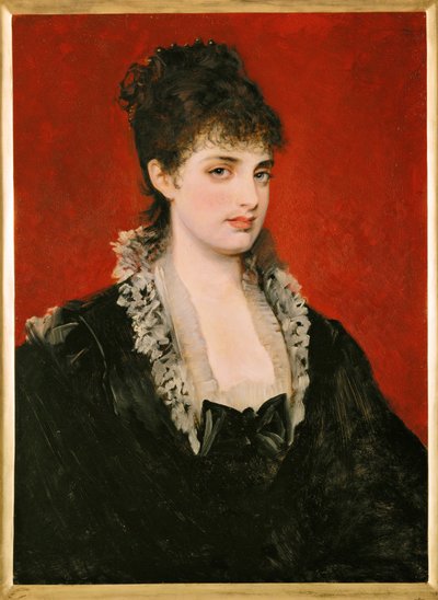 Anna von Waldberg ... (schilderij op hout) door Hans Makart