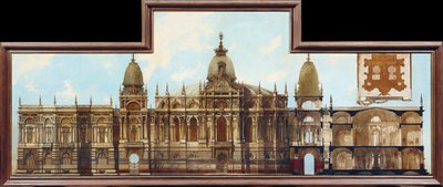 Ontwerp voor een paleis: Achterkant en plattegrond door Hans Makart