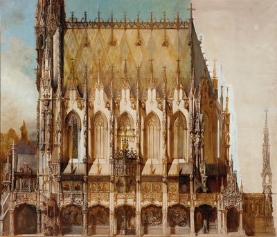 Gotische grafkerk St. Michael, zijaanzicht door Hans Makart