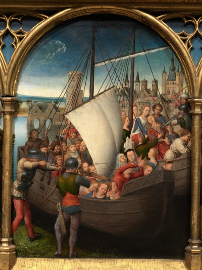 Detail van het Reliekschrijn van Sint-Ursula door Hans Memling