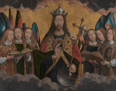 God de Vader met zingende engelen door Hans Memling