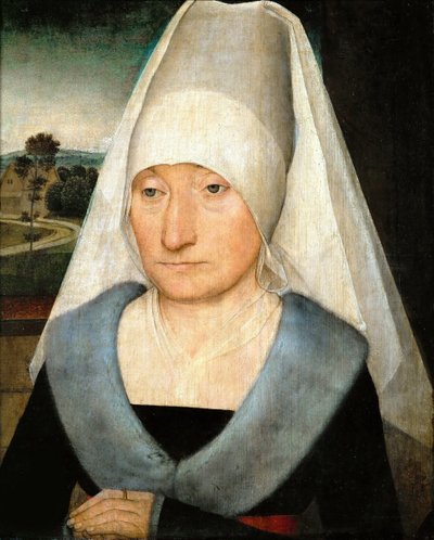Portret van een Oude Vrouw door Hans Memling
